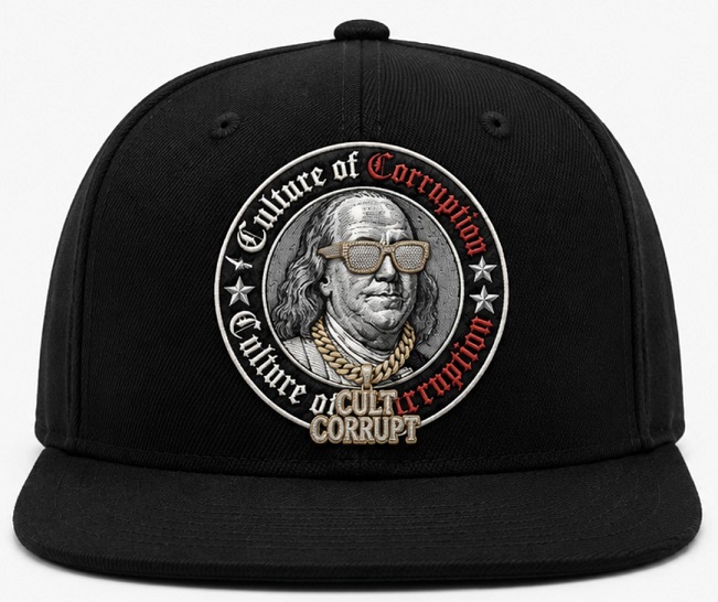 CULT CORRUPT™ Franklin Snapback Hat – Black Flat Brim Cap