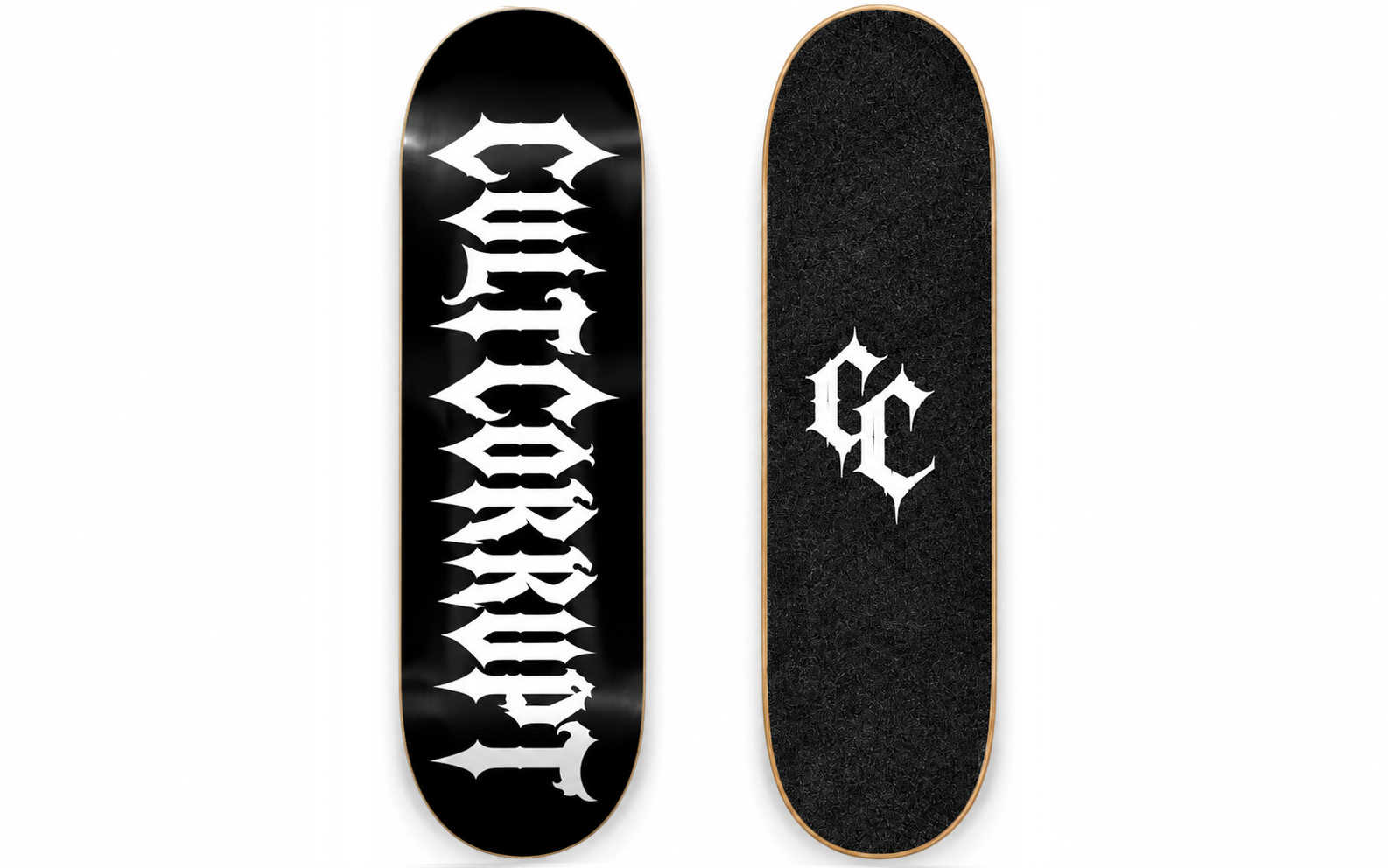CULT CORRUPT™ Gothic Logo Skateboard Deck — Black