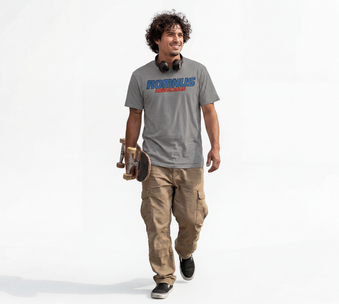 ROMNUS skateboard streetwear rider at skate park