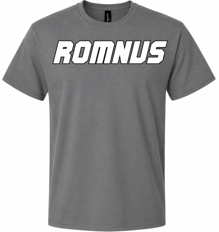 ROMNUS™ Gray Logo Graphic Streetwear T-Shirt for Men